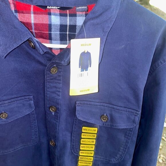 Lands End Men's Blue Button NWT Flannel Lined Long Sleeve Shirt Jacket Size Med - Picture 4 of 10